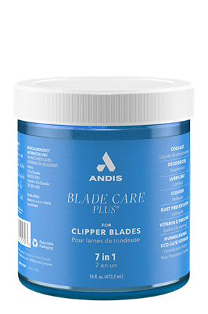 Andis Blade Care Plus jar on a white background
